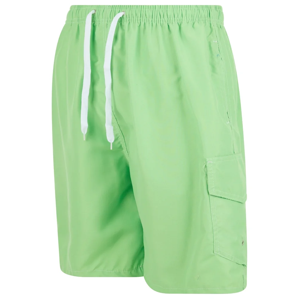 Mens Swimming Trunks Lime Green Swim Cargo Shorts, Small Medium Large X-Large